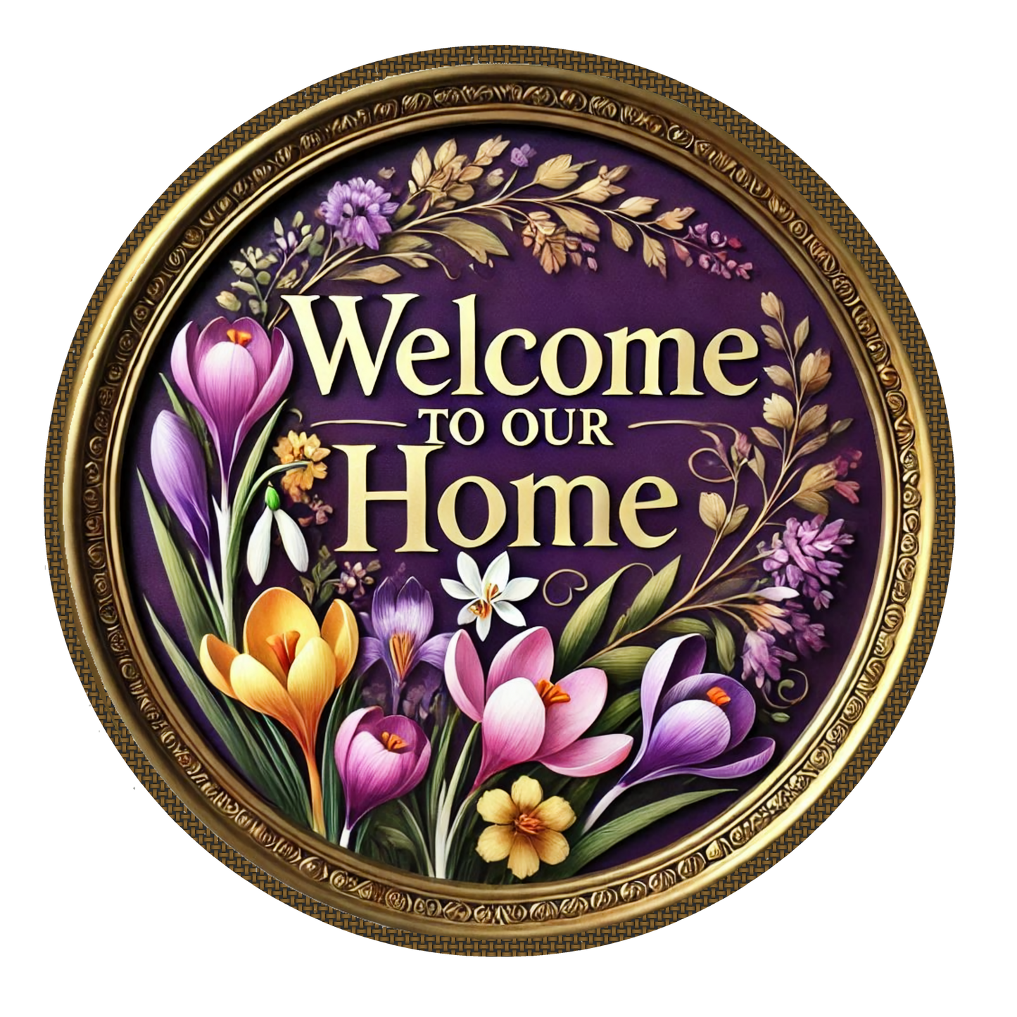 Welcome to our home floral Door Sign