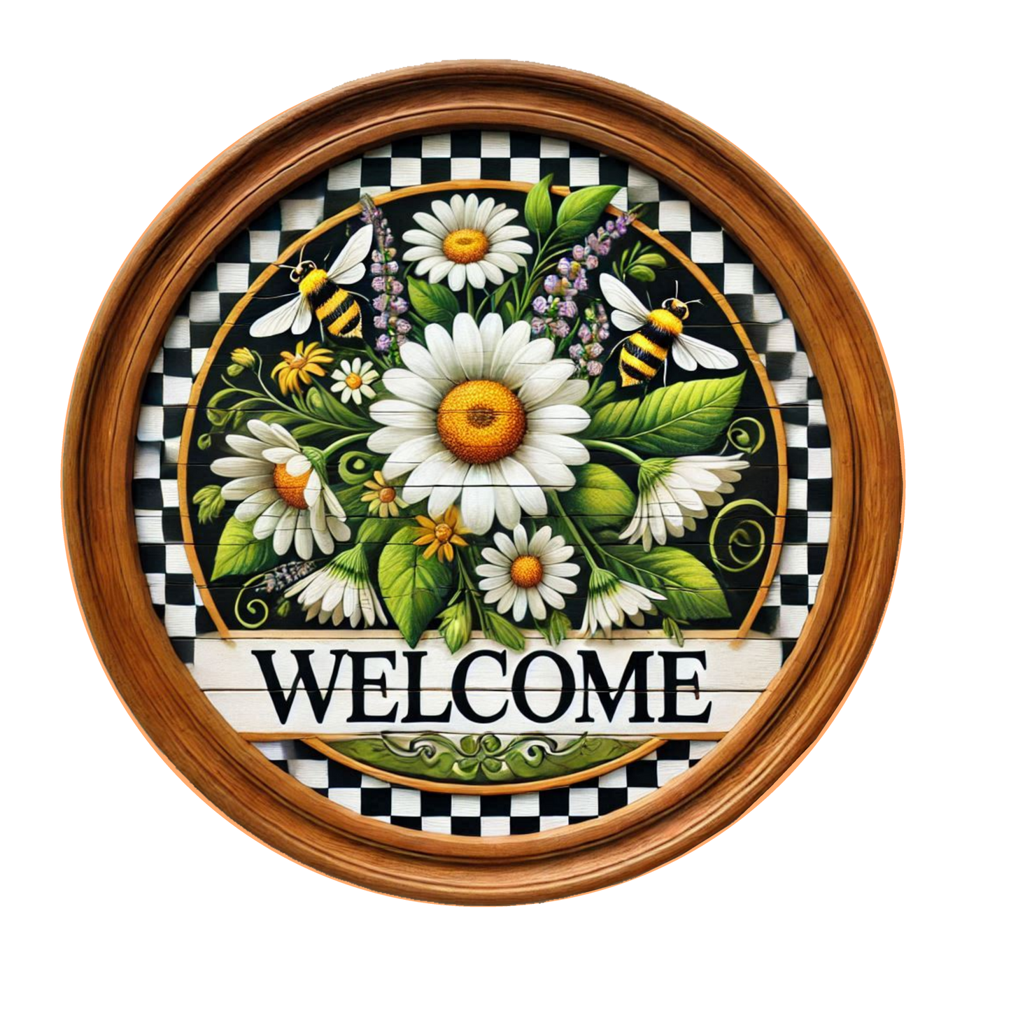 Floral & Bees Welcome Door Sign