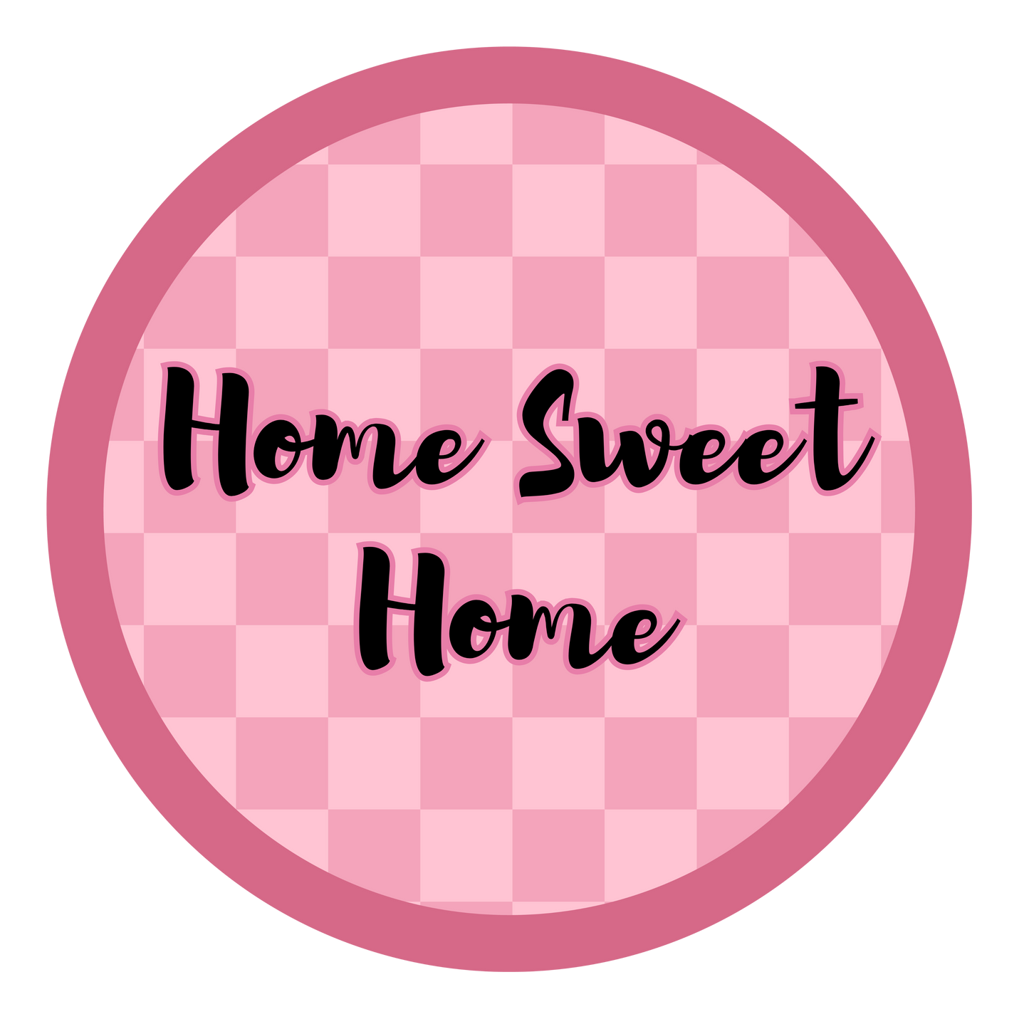 Pink Checkered Home Sweet Home Door Sign