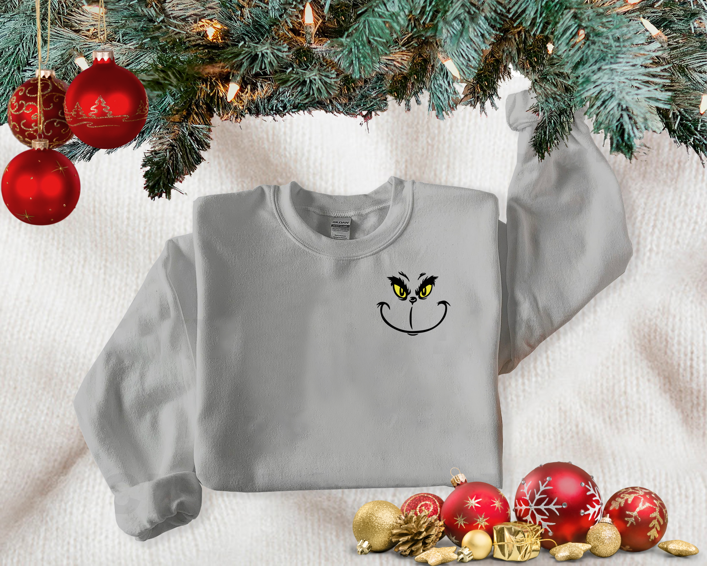 Grinchy Face -Pocket design Sweaters