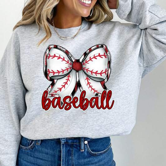 Baseball Bow Crew Neck Sweaters