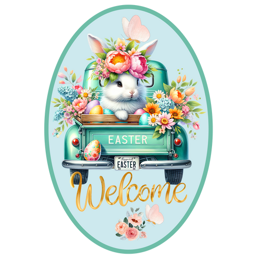 Bunny "Welcome" Easter Bunny Door Sign