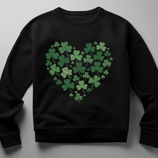 Clover Leaves Heart St. Patrick's Day Crew Neck Sweaters