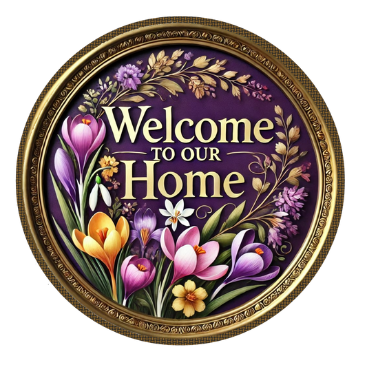Welcome to our home floral Door Sign