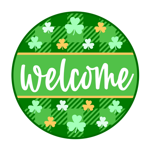 Welcome (Clover Leaves)- St. Patrick's Day Door Sign