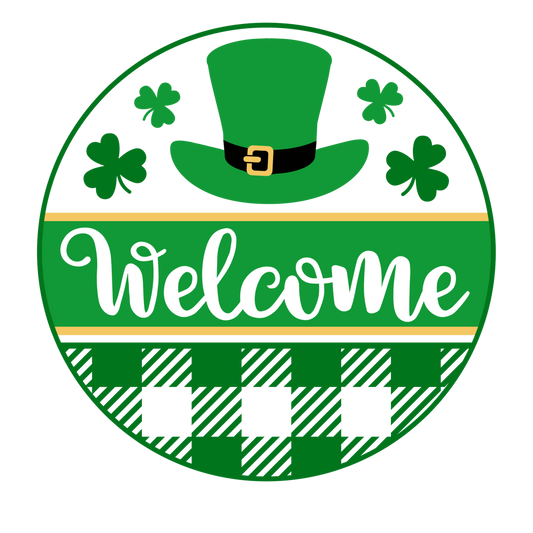 Welcome (Leprechaun Hat)- St. Patrick's Day Door Sign