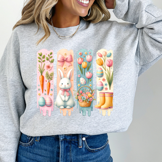 Easter with bunny Crew Neck Sweaters