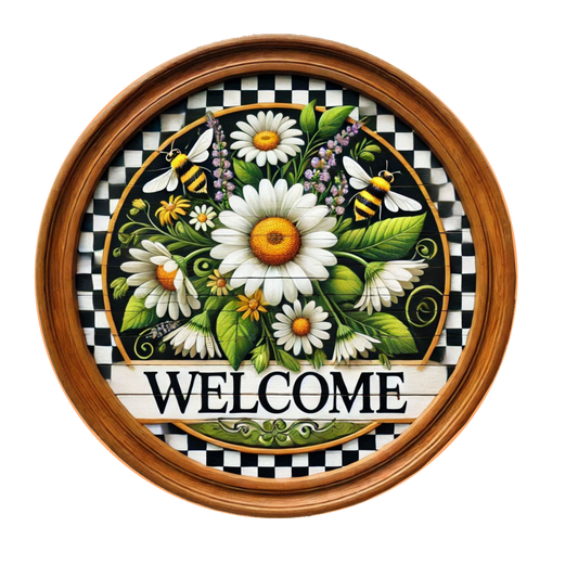 Floral & Bees Welcome Door Sign