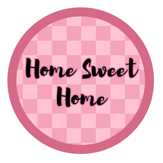 Pink Checkered Home Sweet Home Door Sign