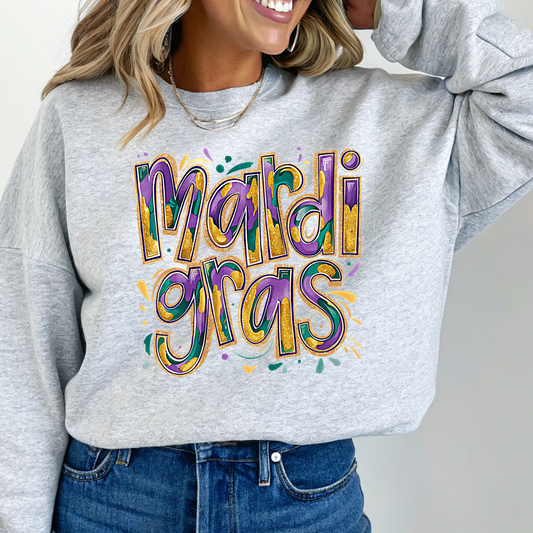 Mardi Gras Crew Neck Sweaters
