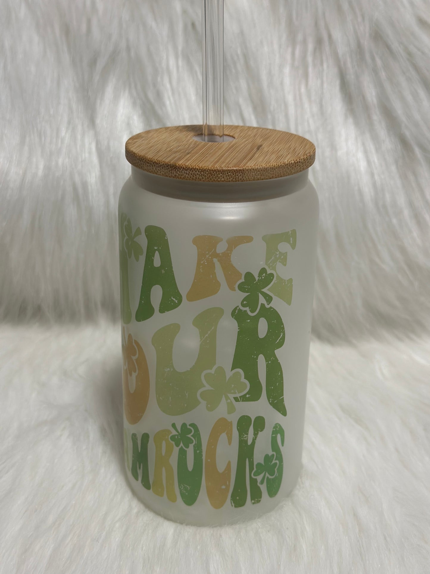 Shake your Shamrock Frosted Glass can