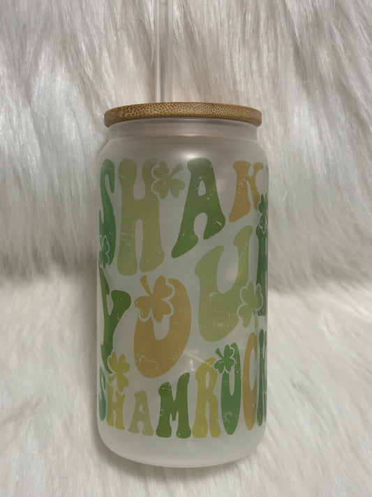 Shake your Shamrock Frosted Glass can