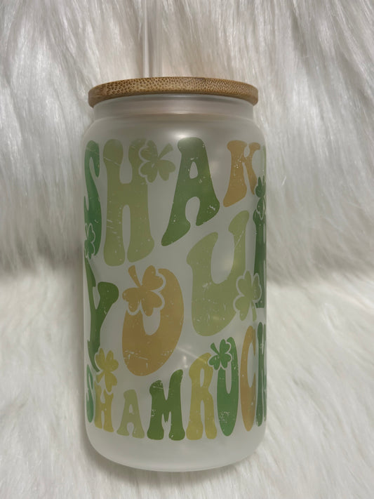 Shake your Shamrock Frosted Glass can