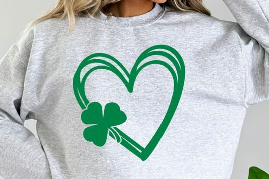 Lucky Clover Heart St. Patrick's Day Crew Neck Sweaters