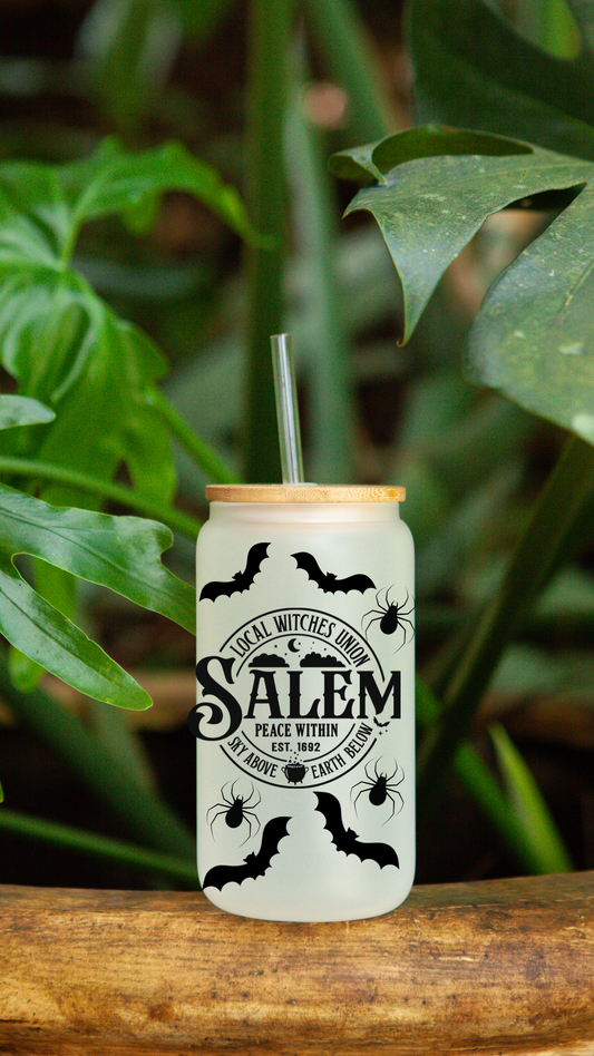 Salem Witch Frosted Glass Can Tumbler