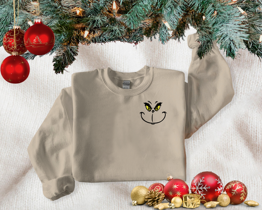 Grinchy Face -Pocket design Sweaters